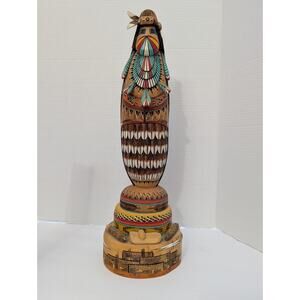 Handcrafted Navajo Shalako Kachina Doll Signed Rick Johnson